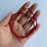 Red Coral Beaded Necklace Sea Bamboo Round Square Irregular Shape Beads