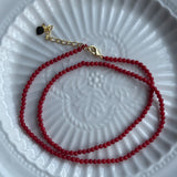 Red Coral Beaded Necklace Sea Bamboo Round Square Irregular Shape Beads