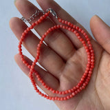Red Coral Beaded Necklace Sea Bamboo Round Square Irregular Shape Beads
