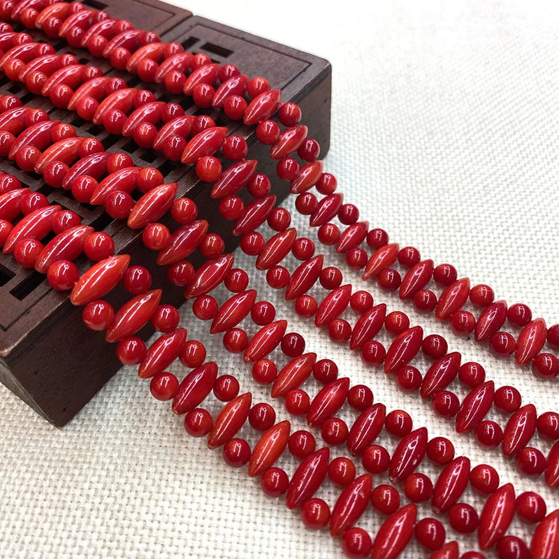 Artificial Red Coral Beads Loose Spaced Beads 15 Inches