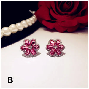 Sterling Silver Ruby Drop Earrings for Women