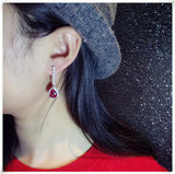 Sterling Silver Ruby Drop Earrings for Women