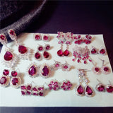 Sterling Silver Ruby Drop Earrings for Women