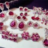 Sterling Silver Ruby Drop Earrings for Women