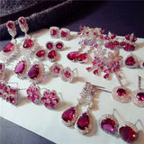 Sterling Silver Ruby Drop Earrings for Women