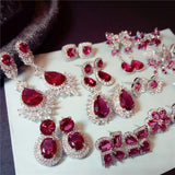 Sterling Silver Ruby Drop Earrings for Women