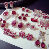 Sterling Silver Ruby Drop Earrings for Women
