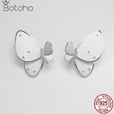 3D Butterfly Stud Earrings 925 Silver Ear Studs for Women