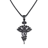 Lotus Flower Pendant Necklace Stainless Steel Yoga Chakra Necklaces