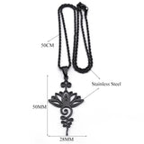 Lotus Flower Pendant Necklace Stainless Steel Yoga Chakra Necklaces