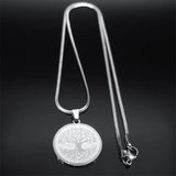 Tree Of Life Pendant Necklace Stainless Steel Silver Faith Chain Jewelry