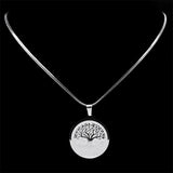 Tree Of Life Pendant Necklace Stainless Steel Silver Faith Chain Jewelry