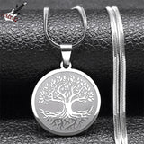 Tree Of Life Pendant Necklace Stainless Steel Silver Faith Chain Jewelry