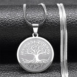 Tree Of Life Pendant Necklace Stainless Steel Silver Faith Chain Jewelry
