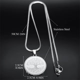 Tree Of Life Pendant Necklace Stainless Steel Silver Faith Chain Jewelry