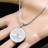 Tree Of Life Pendant Necklace Stainless Steel Silver Faith Chain Jewelry