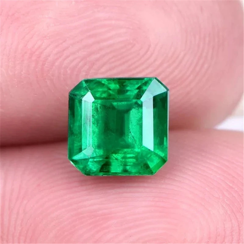Square Green Beads - Lab-Created Green Gemstone