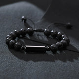 Men's Ashes Bar Bracelet Volcanic Rock Beaded Adjustable