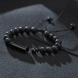Men's Ashes Bar Bracelet Volcanic Rock Beaded Adjustable