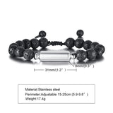 Men's Ashes Bar Bracelet Volcanic Rock Beaded Adjustable