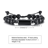 Men's Ashes Bar Bracelet Volcanic Rock Beaded Adjustable