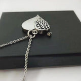 Stainless Steel Angel Wings Heart Pendant Necklace Keepsake Urn