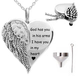 Stainless Steel Angel Wings Heart Pendant Necklace Keepsake Urn