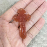 Natural Red Agate Hand Carved Crucifix Pendant