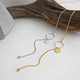 925 Silver Double Round Anklet Geometric Charm Jewelry