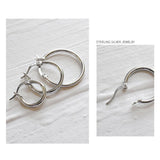 925 Silver Hollow Round Hoop Earrings Circle Shape