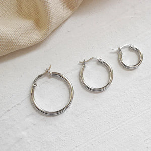925 Silver Hollow Round Hoop Earrings Circle Shape