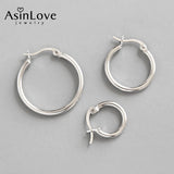 925 Silver Hollow Round Hoop Earrings Circle Shape