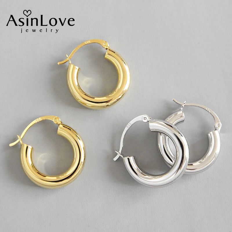 925 Silver Minimalism Hoop Earrings for Women