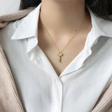 Key Pendant Necklace 925 Sterling Silver Collarbone Necklaces Women Fine Jewelry