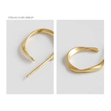 18K Twist Stud Earrings 925 Sterling Silver Round Circle Earrings
