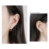 18K Twist Stud Earrings 925 Sterling Silver Round Circle Earrings