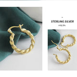 18K Weave Twist Hoop Earrings 925 Sterling Silver Jewelry for Women
