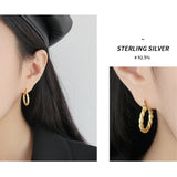 18K Weave Twist Hoop Earrings 925 Sterling Silver Jewelry for Women