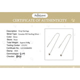 925 Silver Round Bead Chain Long Earrings Textured Drop Female Jewelry