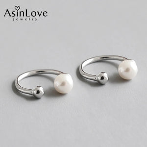 925 Sterling Silver Shell Pearl Small Clip Earrings Personality All Match