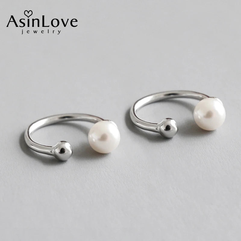 925 Sterling Silver Shell Pearl Small Clip Earrings Personality All Match