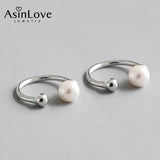 925 Sterling Silver Shell Pearl Small Clip Earrings Personality All Match