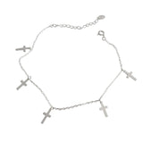 925 Sterling Silver Cross Pendant Anklet Bracelet for Women Girls