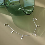 925 Sterling Silver Cross Pendant Anklet Bracelet for Women Girls