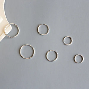 925 Silver Circle Round Hoops Earrings for Women