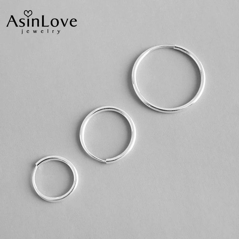925 Silver Circle Round Hoops Earrings for Women