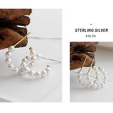 925 Silver Geometric Circle Shell Bead Earrings Drop Jewelry Women Gift