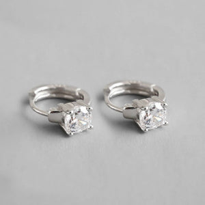 925 Silver CZ Hoop Earrings Women