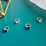 925 Silver CZ Hoop Earrings Women