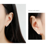 925 Silver CZ Hoop Earrings Women